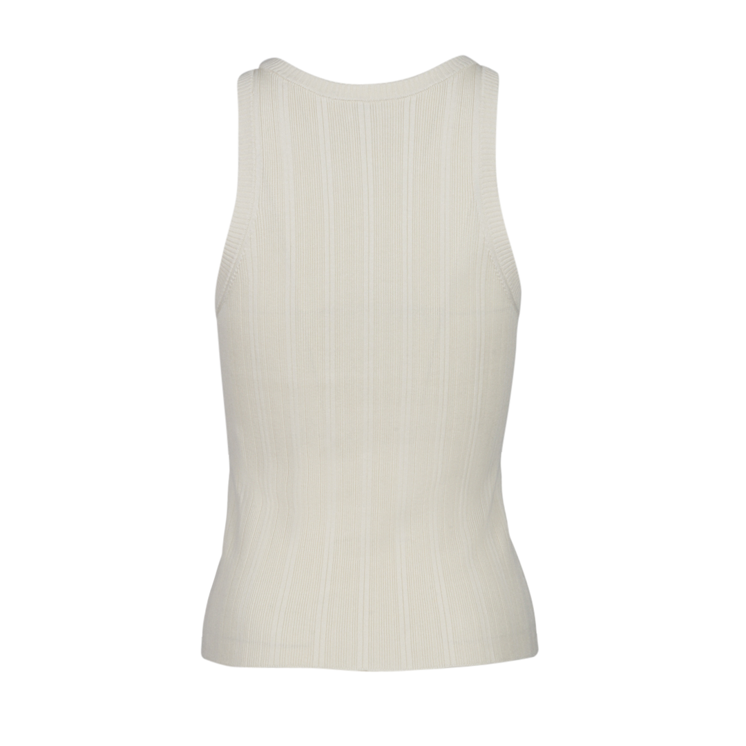 Ribbed Ivory Silk Tank Top | Back view of CO Ribbed Ivory Silk Tank Top