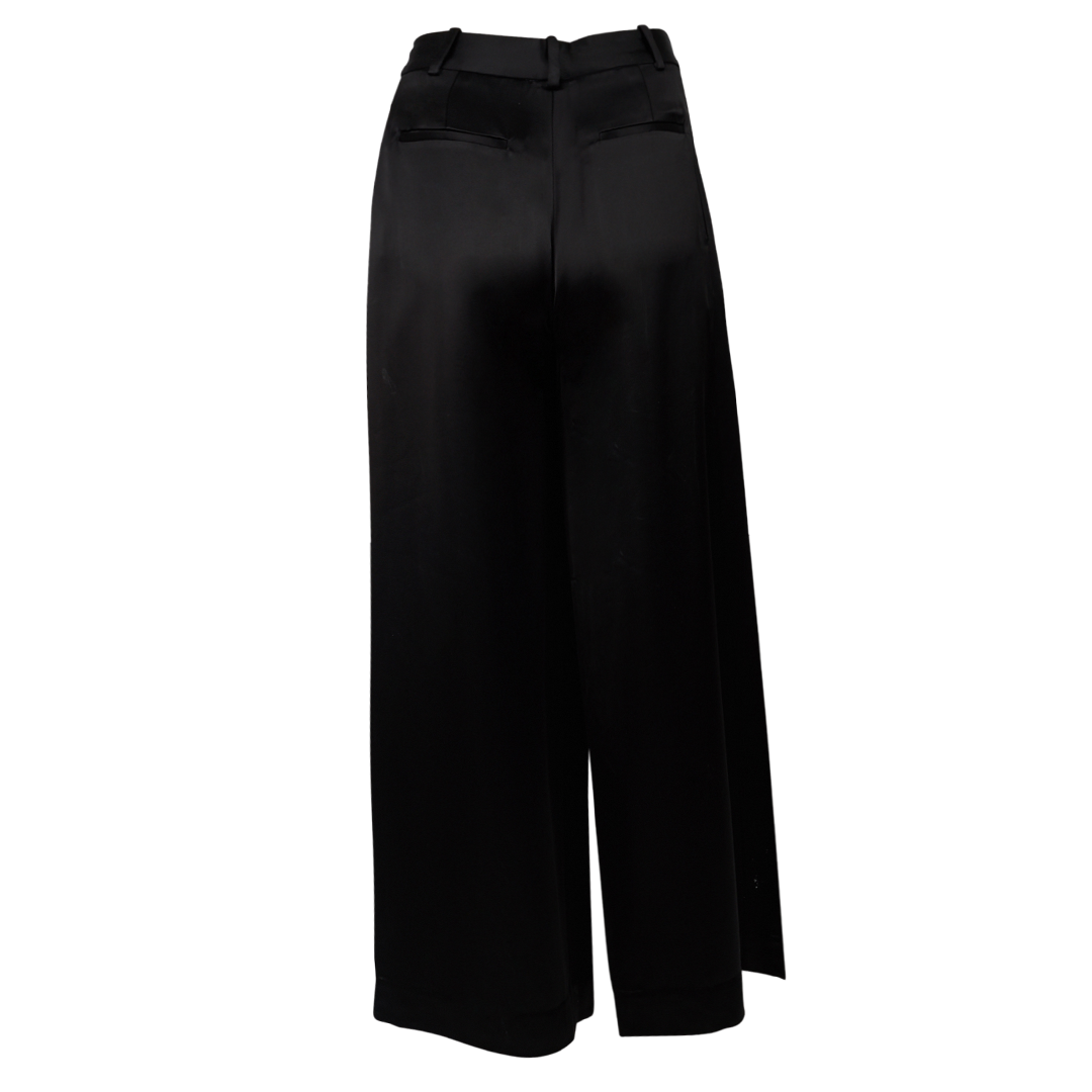 Pleated Black Wide-Leg Trousers | Back view of CO Pleated Black Wide-Leg Trousers