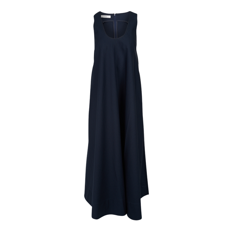 Sleeveless Tent Dress | Front view of CO Sleeveless Tent Dress Media in Navy