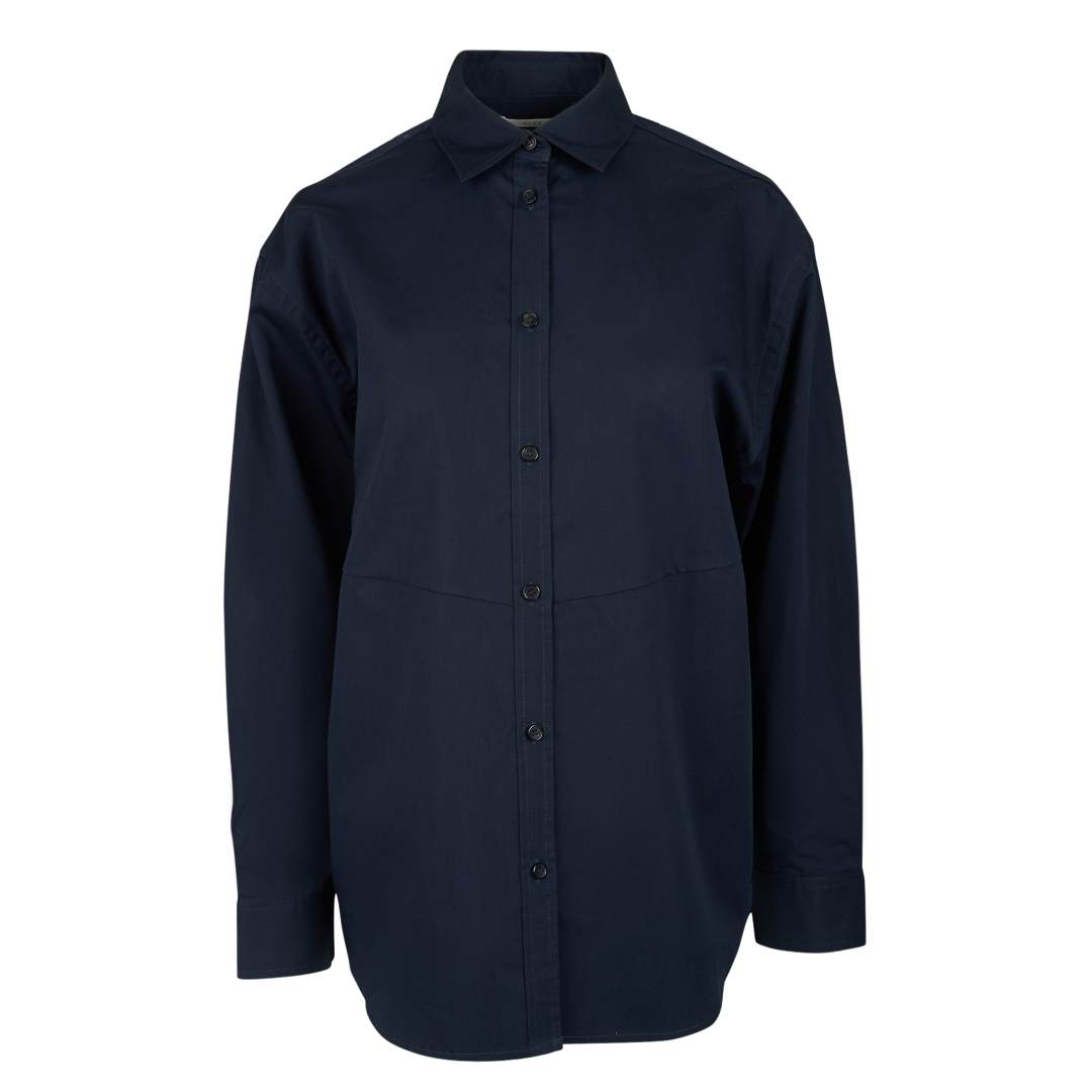 Oversized Button-Down Shirt | Front view of cO Oversized Button-Down Shirt in Navy