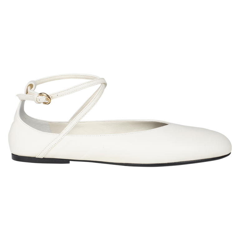 White Ankle Strap Ballerina Flats FORTY FIVE TEN