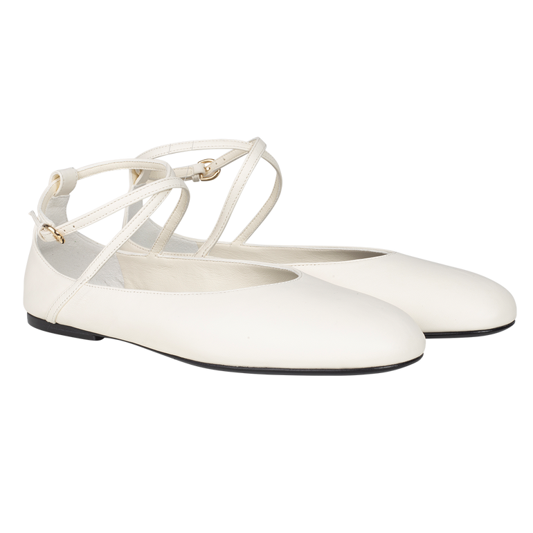White flats top with ankle strap