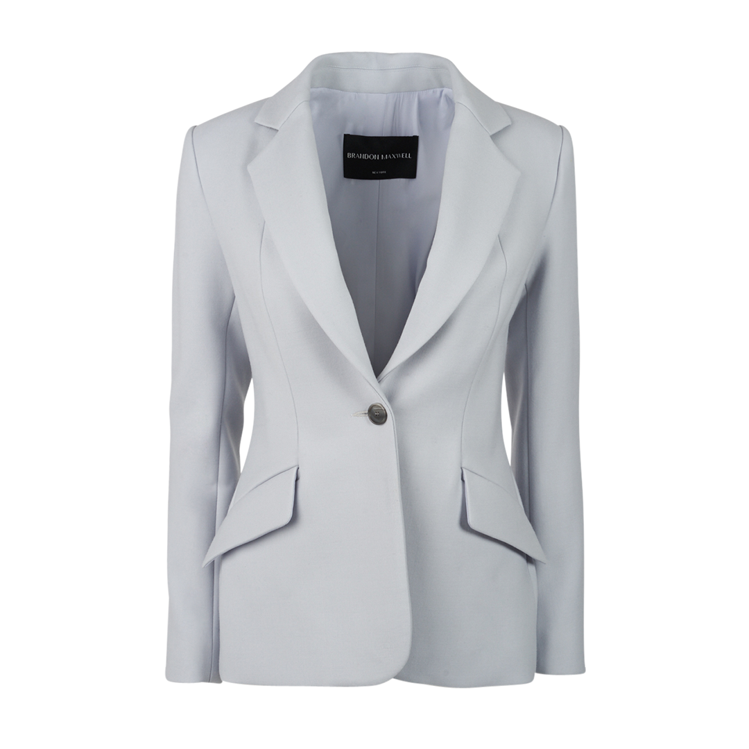 Larsa Jacket | Front view of BRANDON MAXWELL Larsa Jacket in Light Blue