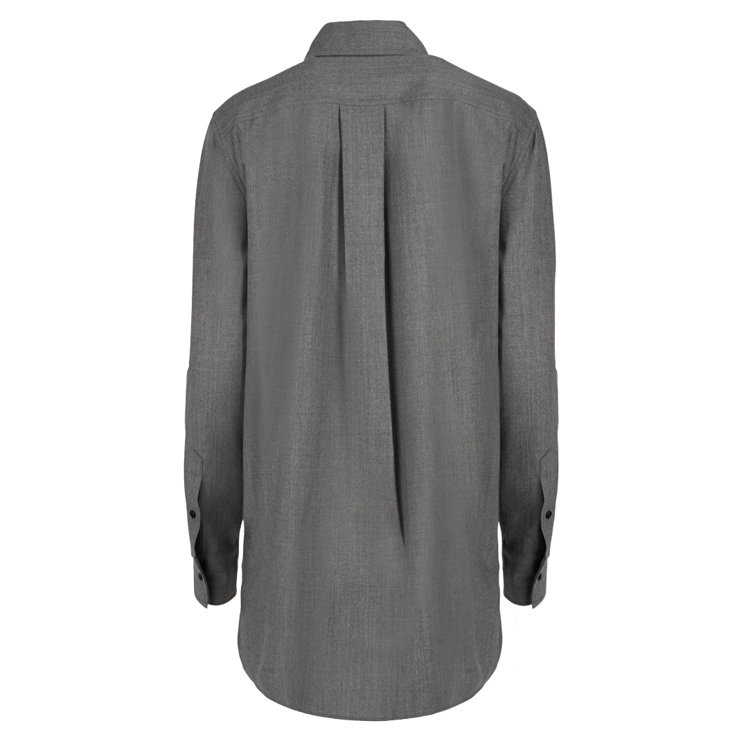 The Akia Wool Top | Back view of BRANDON MAXWELL The Akia Wool Top in Gray