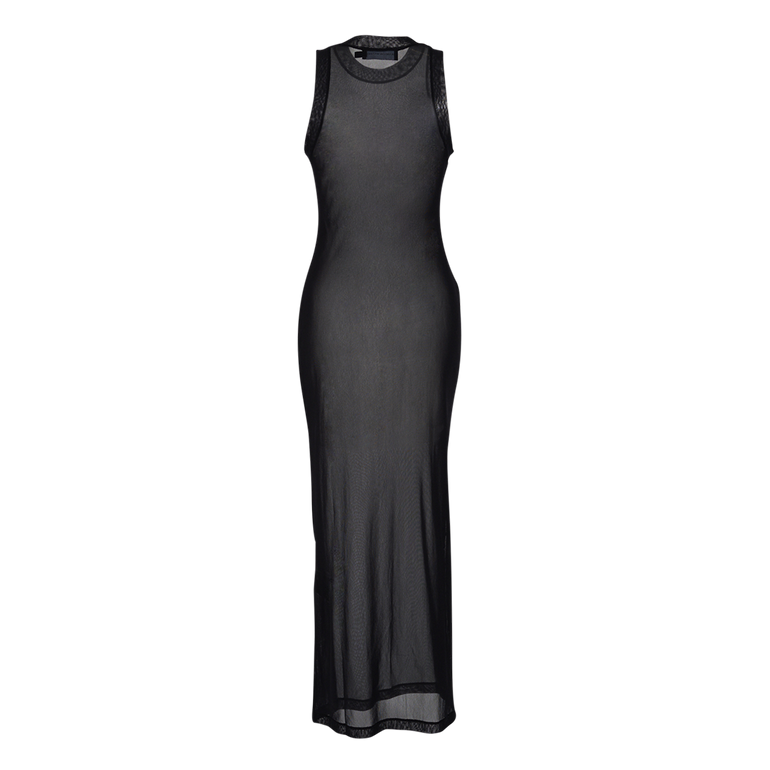 The Landry Mesh Column Dress | Front view of BRANDON MAXWELL The Landry Mesh Column Dress in Black Mesh