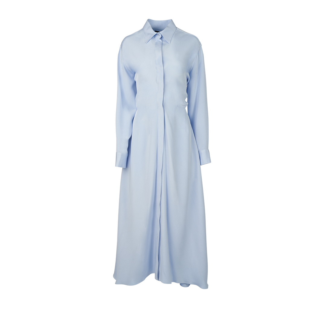 Charlotte Shirtdress | Front view of BRANDON MAXWELL Charlotte Shirtdress in Light Blue