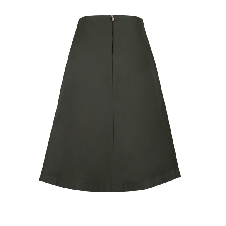 Rubber Midi Skirt | Back view of MAISON RABIH KAYROUZ Rubber Midi Skirt in Gray