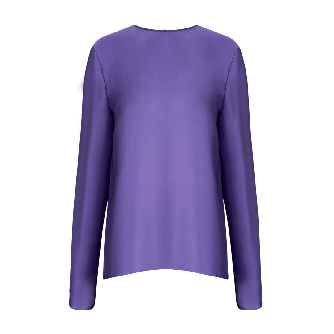 Charmeuse Long-Sleeve Top | Front view of MAISON RABIH KAYROUZ Charmeuse Long-Sleeve Top in Lilac