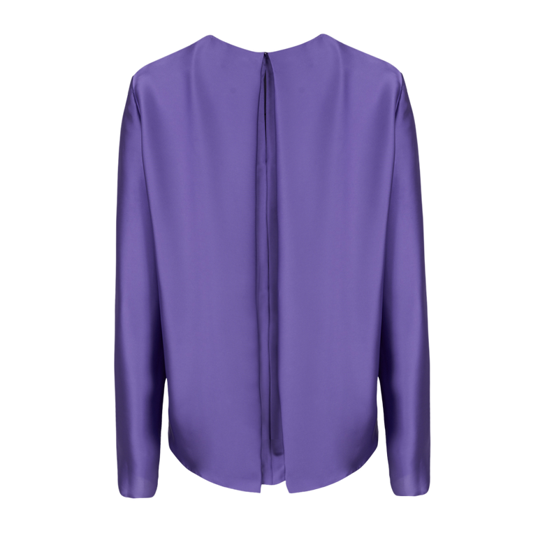 Charmeuse Long-Sleeve Top | Back view of MAISON RABIH KAYROUZ Charmeuse Long-Sleeve Top in Lilac