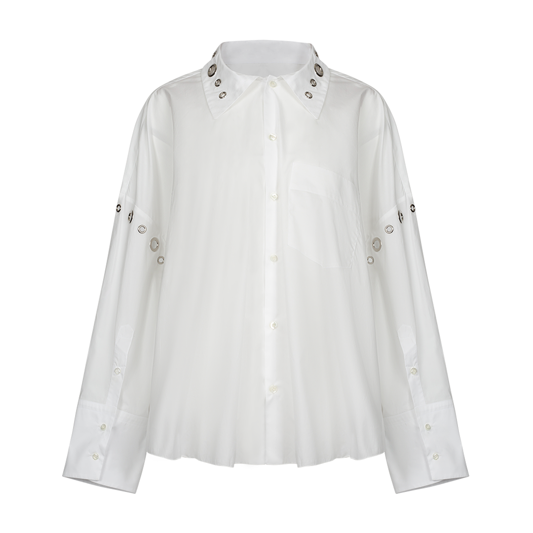 White Loop Long Sleeve Shirt | Front view of White Loop Long Sleeve Shirt ACT N1 