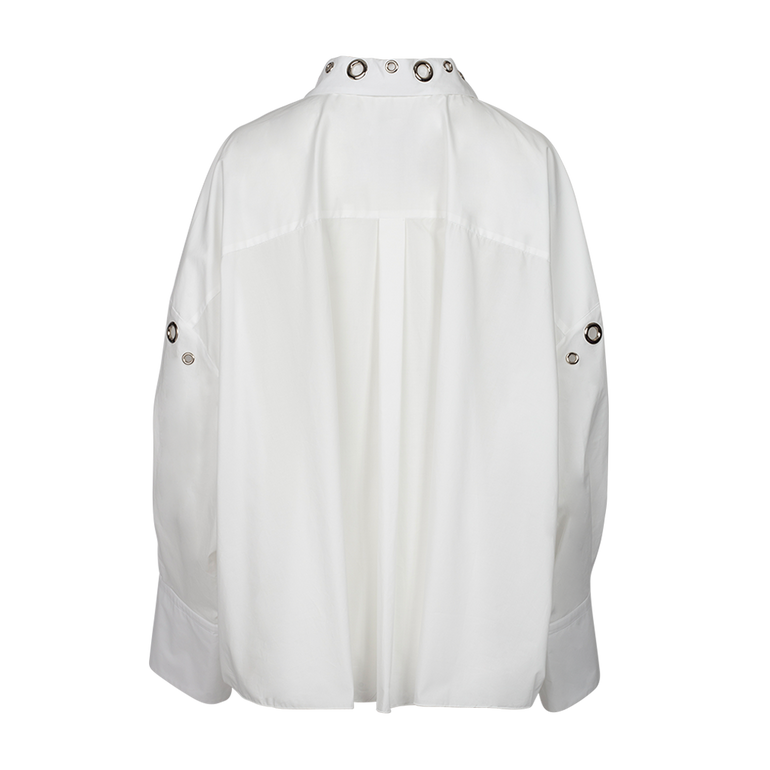 White Loop Long Sleeve Shirt | Back view of White Loop Long Sleeve Shirt ACT N1