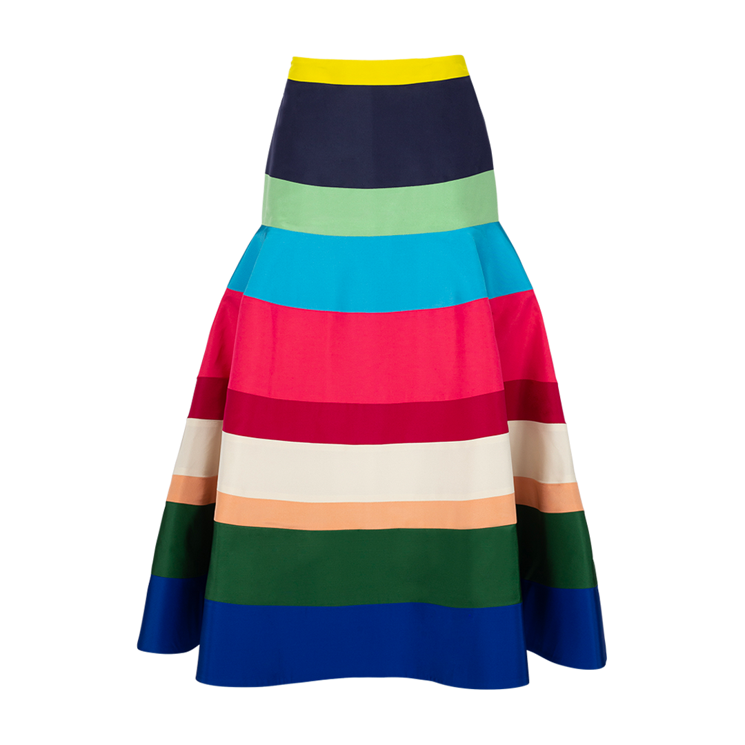 Striped Brush Cotton Midi Skirt | Front view of Striped Brush Cotton Midi Skirt ROSIE ASSOULIN