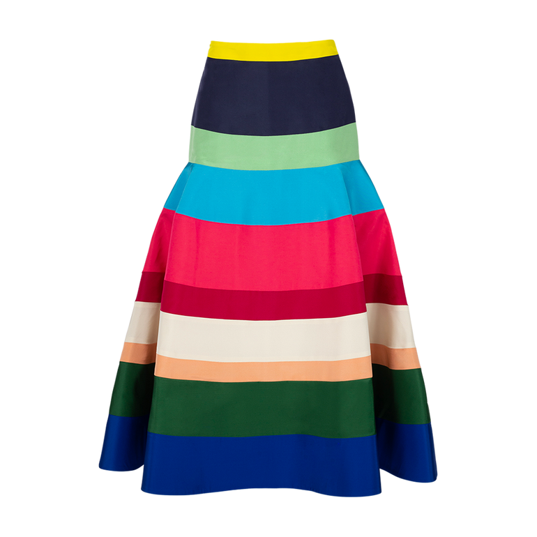 Striped Brush Cotton Midi Skirt | Front view of Striped Brush Cotton Midi Skirt ROSIE ASSOULIN