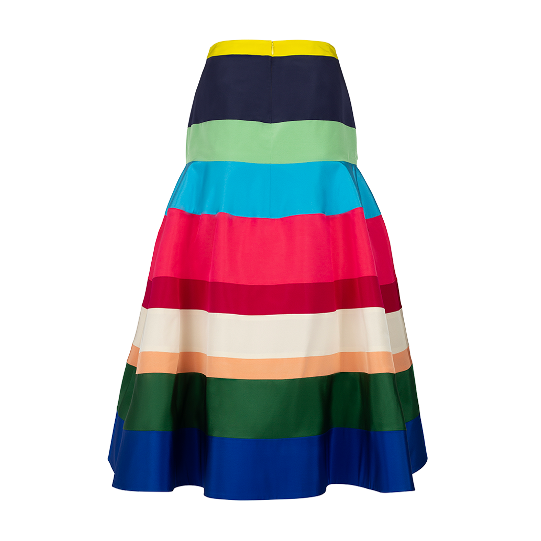 Striped Brush Cotton Midi Skirt | Back view of Striped Brush Cotton Midi Skirt ROSIE ASSOULIN