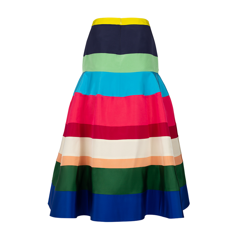 Striped Brush Cotton Midi Skirt | Back view of Striped Brush Cotton Midi Skirt ROSIE ASSOULIN