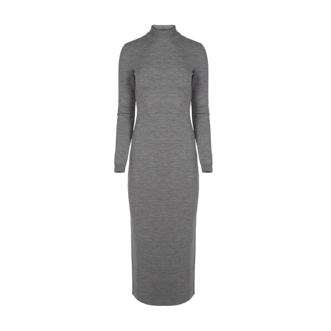 The Lennon Wool Gown | Front view of The Lennon Wool Gown in Grey BRANDON MAXWELL