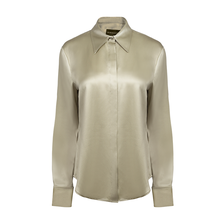 Spence Button Down Champagne | Front view of Spence Button Down Champagne BRANDON MAXWELL