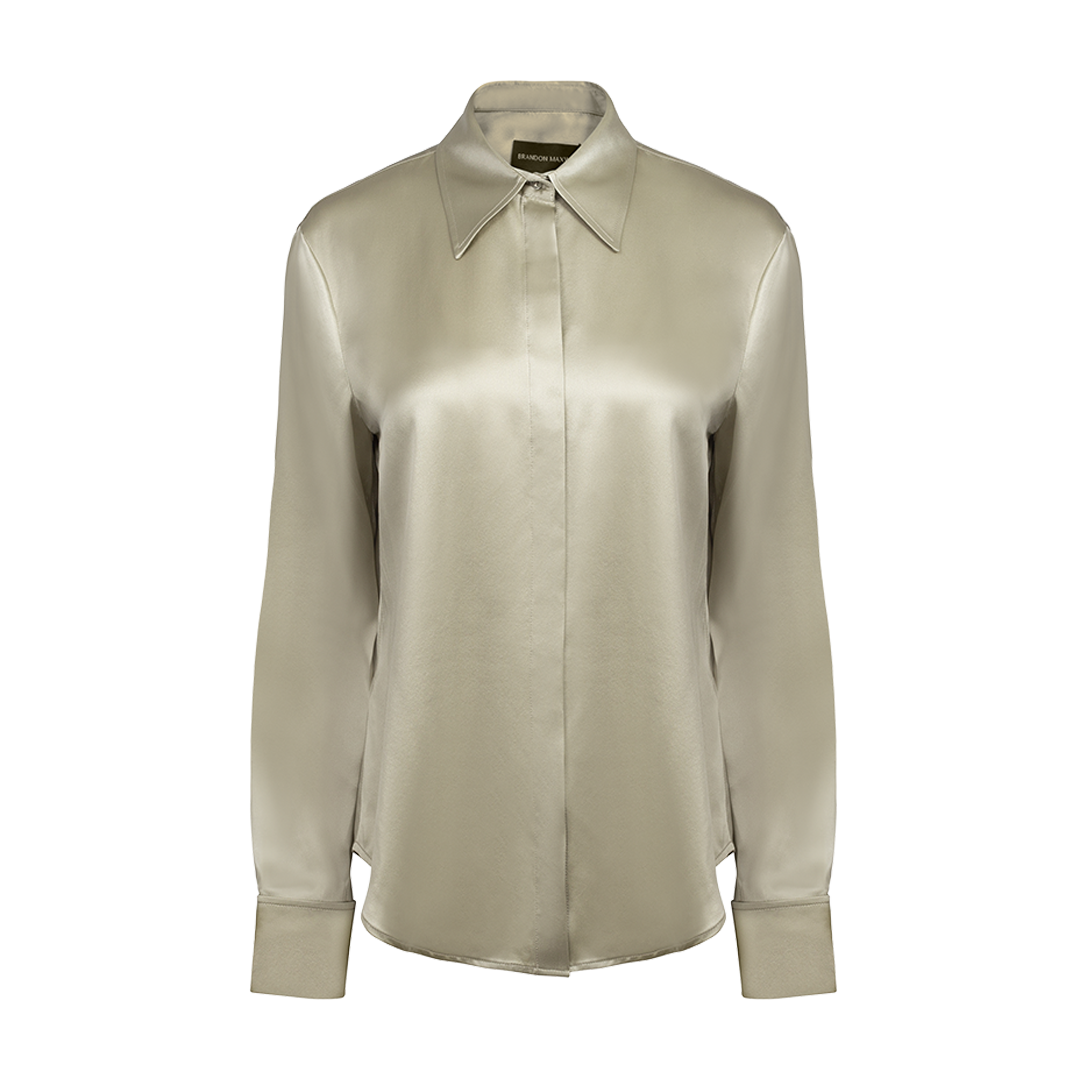 Spence Button Down Champagne | Front view of Spence Button Down Champagne BRANDON MAXWELL