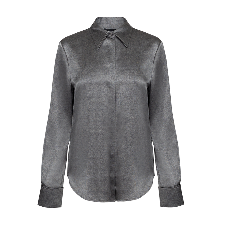 Spence Button Down Grey | Front view of Spence Button Down Grey BRANDON MAXWELL