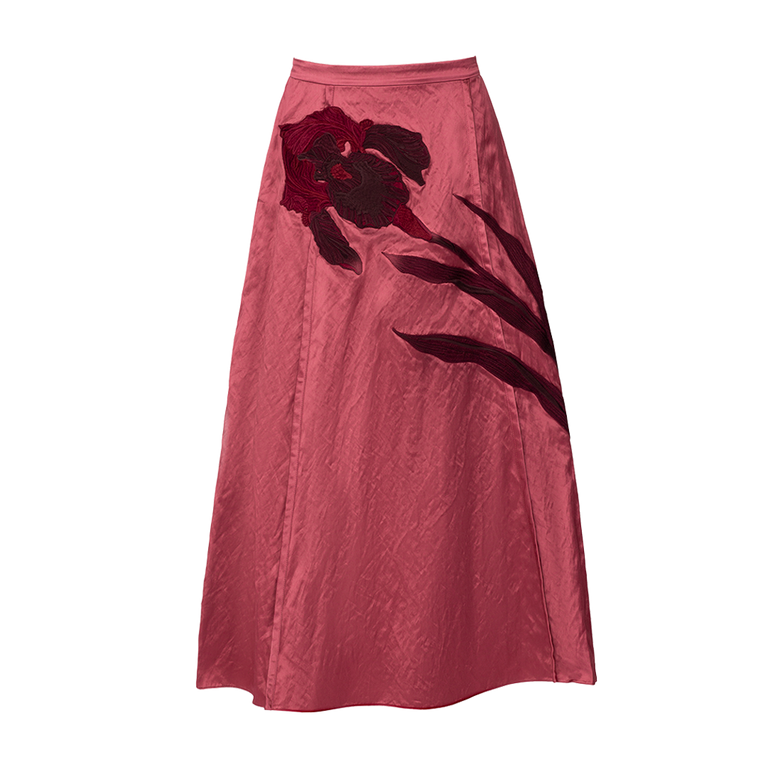 Embroidered Textured Midi Skirt | Front view of Embroidered Textured Midi Skirt ERDEM