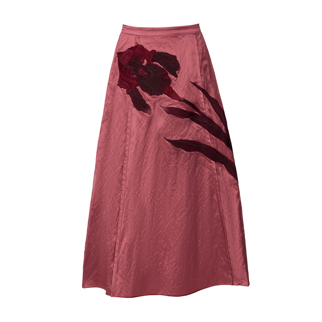 Embroidered Textured Midi Skirt | Front view of Embroidered Textured Midi Skirt ERDEM