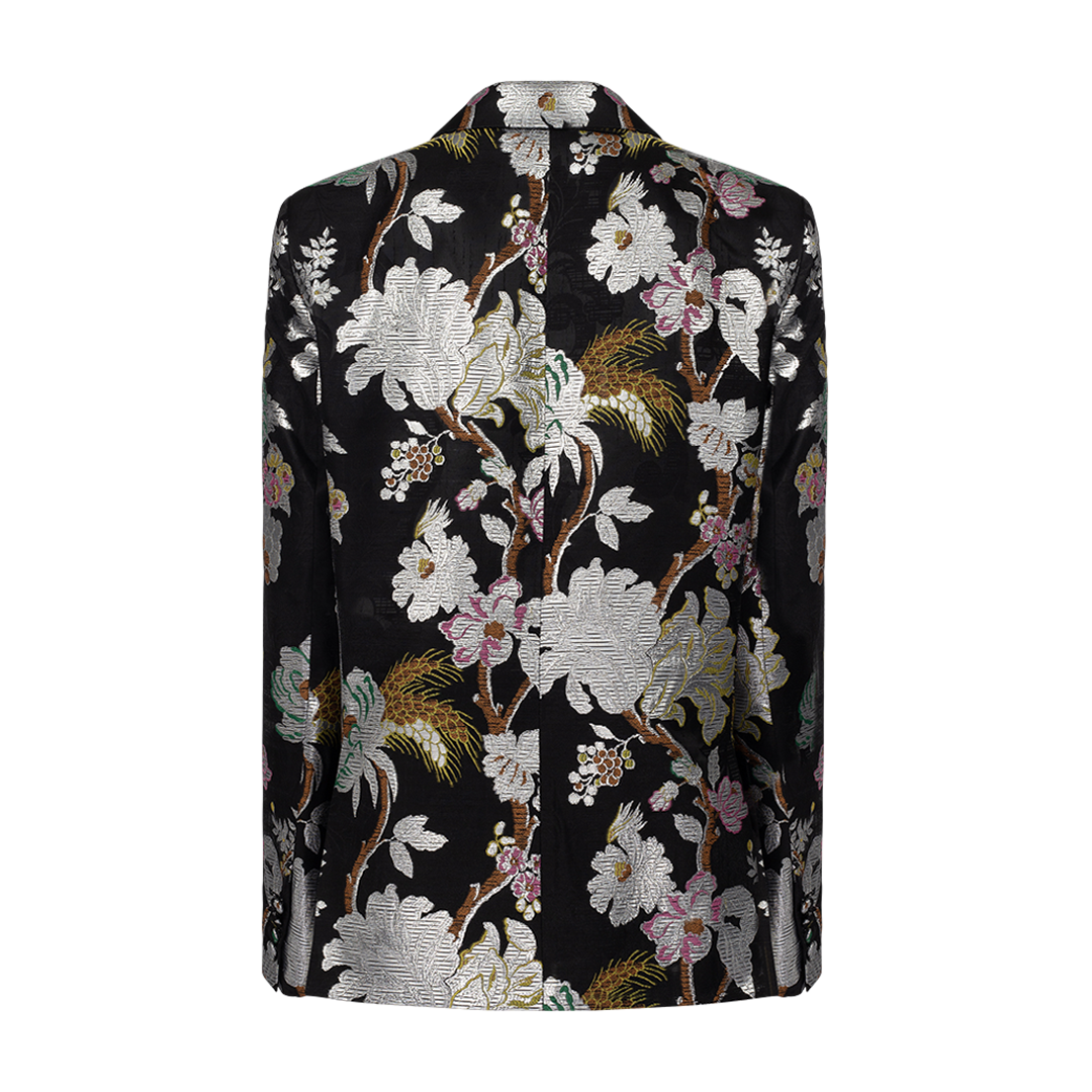 Floral-Printed Double-Breasted Blazer | Back view of Floral-Printed Double-Breasted Blazer ERDEM