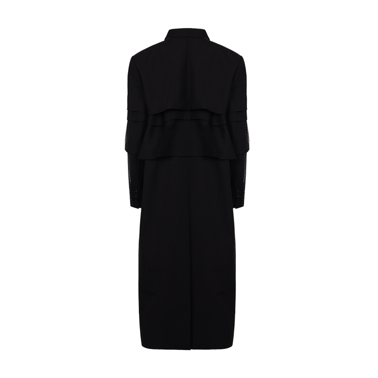 Layered Storm-Flap Trench Coat | Back view of Layered Storm-Flap Trench Coat SACAI