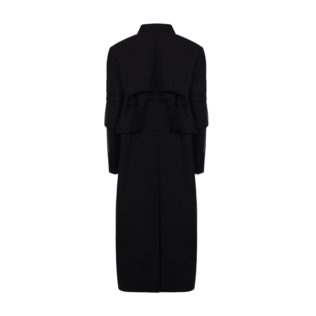 Layered Storm-Flap Trench Coat | Back view of Layered Storm-Flap Trench Coat SACAI