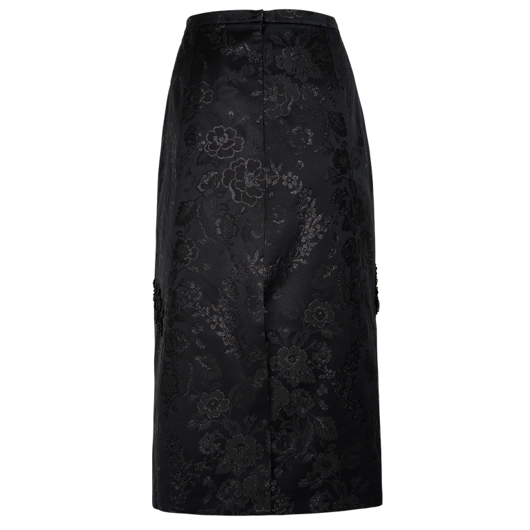 Crystal-Emboidered Skirt | Back view of DICE KAYEK Crystal-Emboidered Skirt in Black