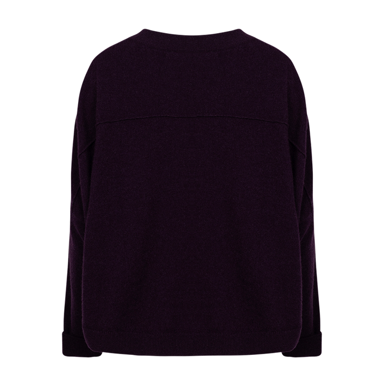 Chunky Cashmere Sweater Purple | Back view of Chunky Cashmere Sweater Purple DUSAN