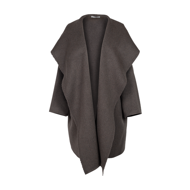 Hooded Cashmere Coat Grey | Front view of Hooded Cashmere Coat Grey DUSAN