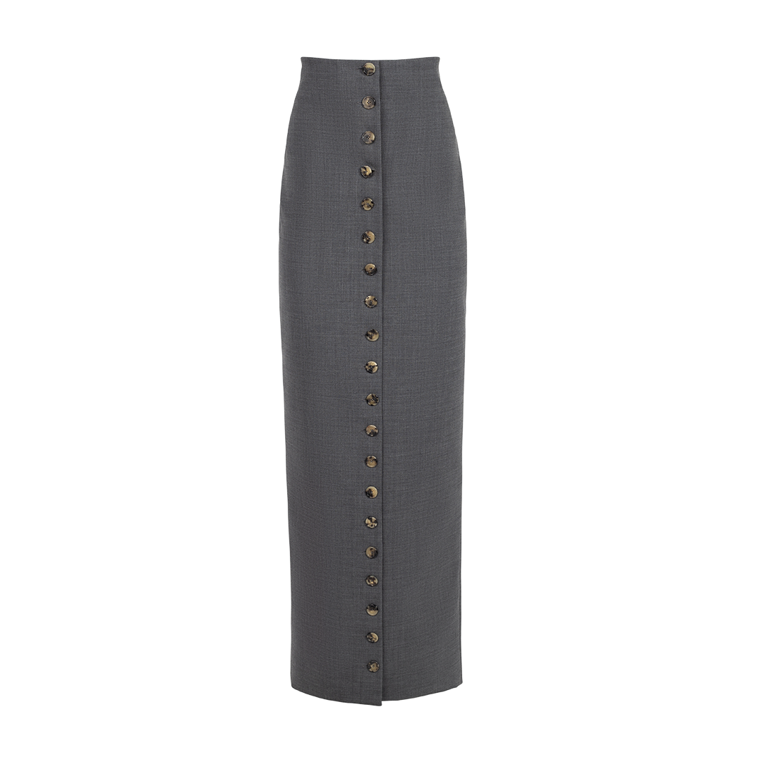 Buttoned Maxi Pencil Skirt | Front view of Buttoned Maxi Pencil Skirt AWAKE MODE