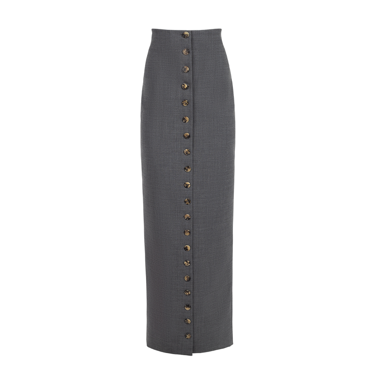 Buttoned Maxi Pencil Skirt | Front view of Buttoned Maxi Pencil Skirt AWAKE MODE