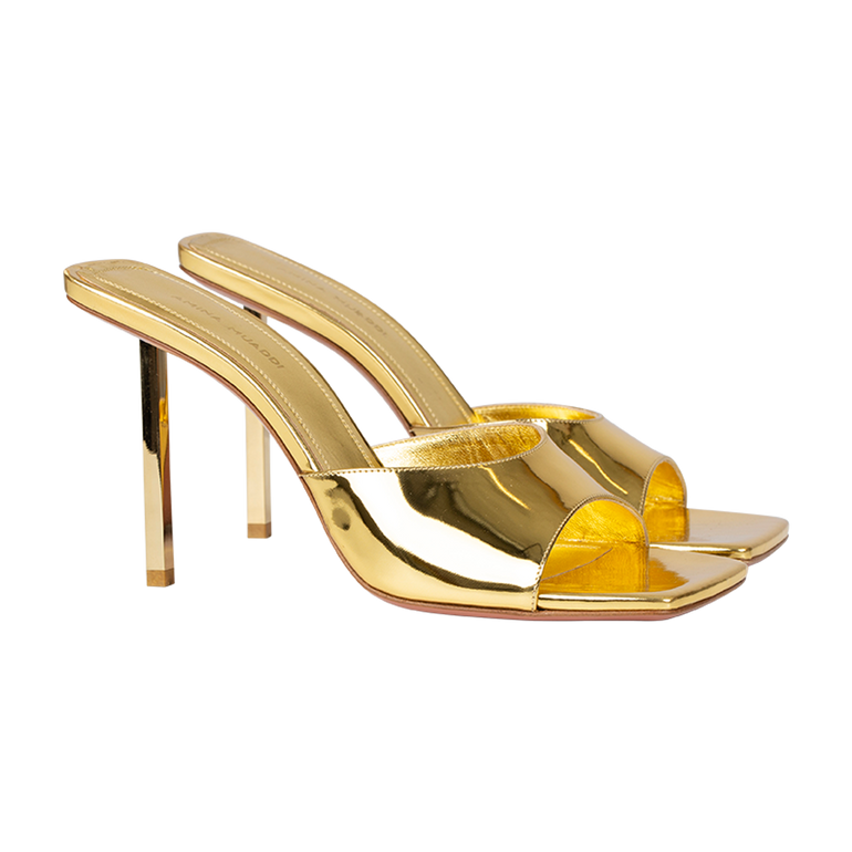 Laura Metallic-Leather Sandal | View of Bothj of Laura Metallic-Leather Sandal AMINA MUADDI