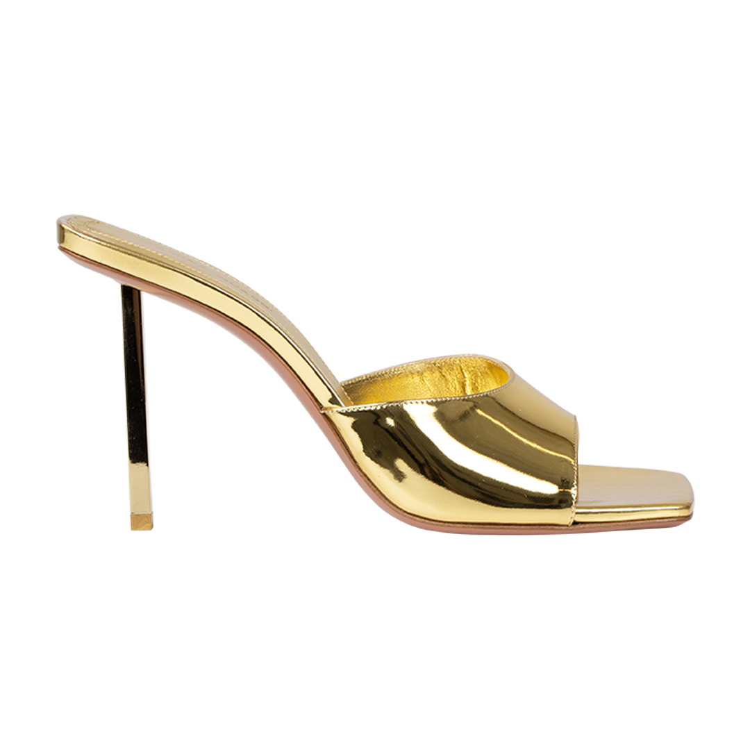 Laura Metallic-Leather Sandal | Front view of Laura Metallic-Leather Sandal AMINA MUADDI