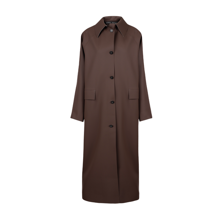 Original Long Rubber Trench Coat | Front view of Original Long Rubber Trench Coat KASSL