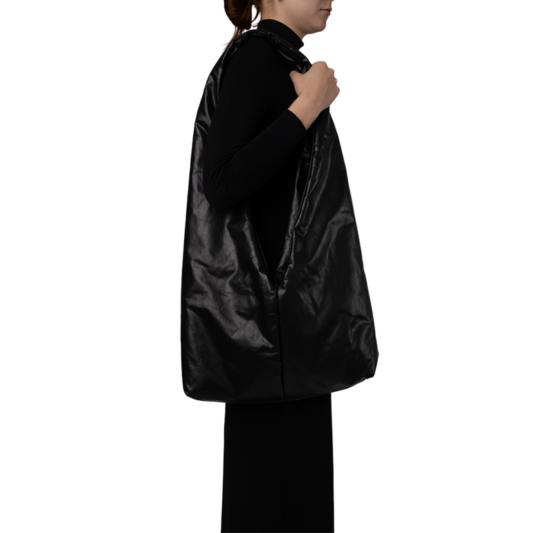 Black Anchor Medium Crossbody Bag | On-Model view of Black Anchor Medium Crossbody Bag KASSL