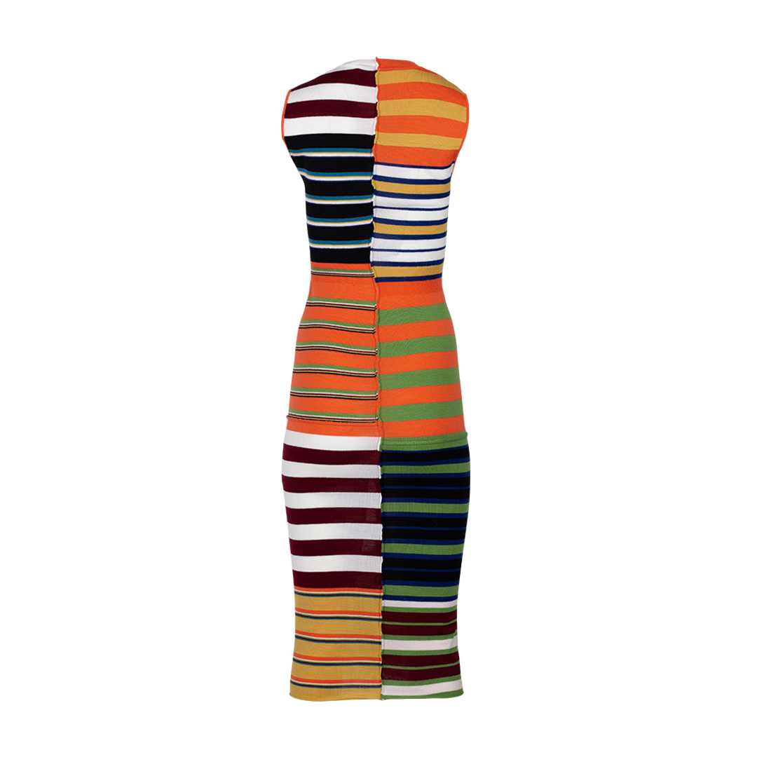 Striped Patchwork Midi Dress | Back view of Striped Patchwork Midi Dress MARNI