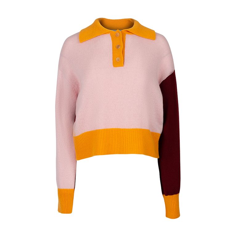 Colorblock Cashmere Polo Sweater | Front view of Colorblock Cashmere Polo Sweater MARNI