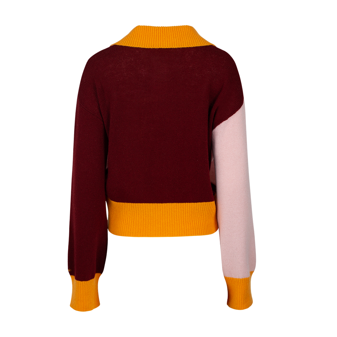 Colorblock Cashmere Polo Sweater | Back view of Colorblock Cashmere Polo Sweater MARNI