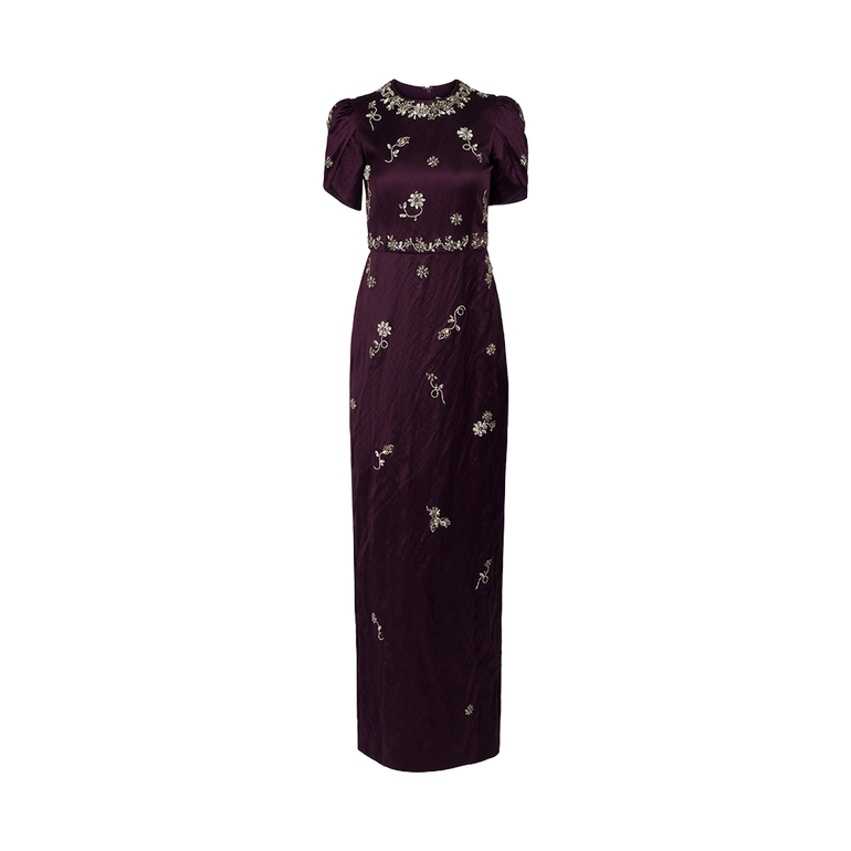 Crystal-Embellished Satin Gown | Front view of Crystal-Embellished Satin Gown ERDEM