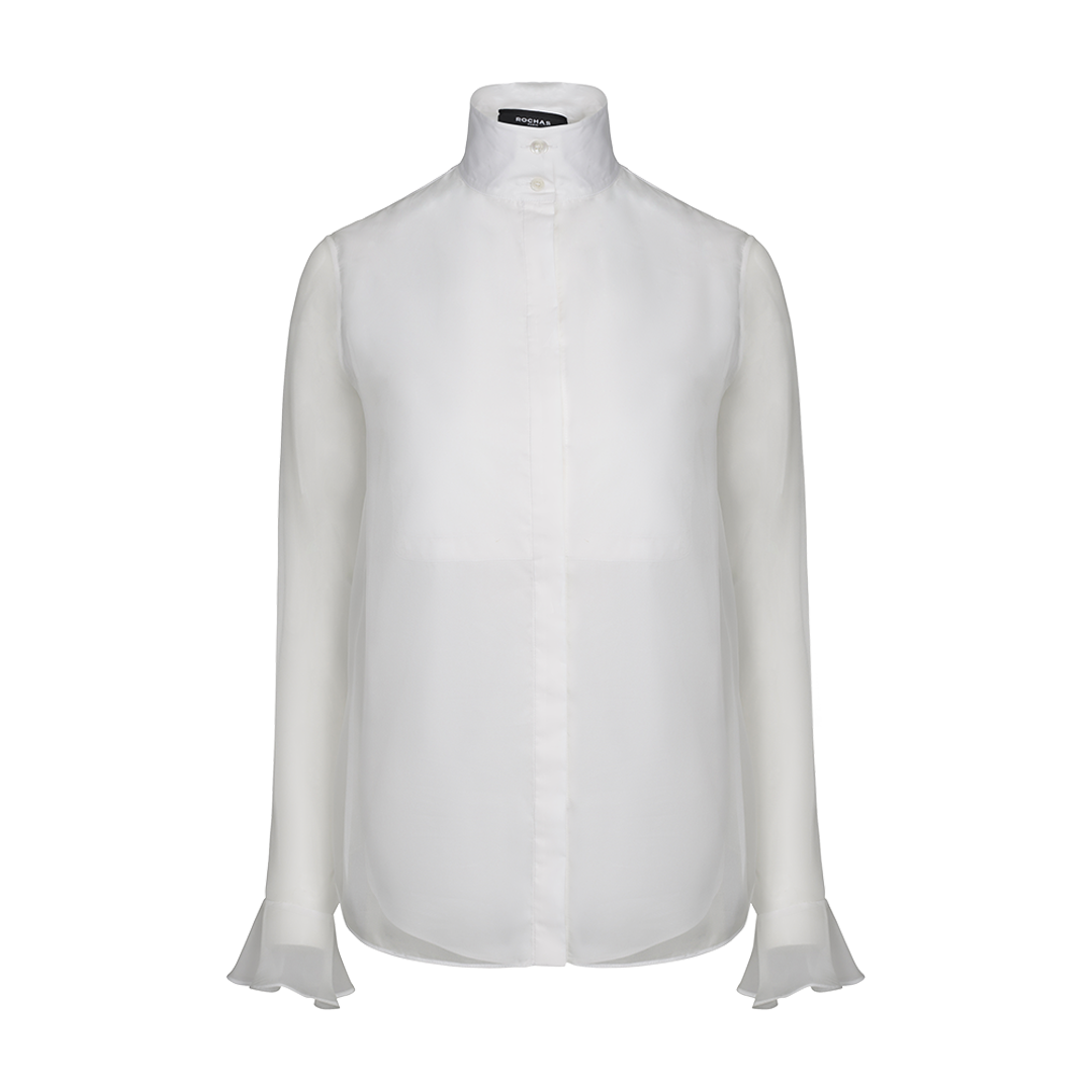 Chiffon Cotton Poplin Classic Shirt | Front view of Chiffon Cotton Poplin Classic Shirt ROCHAS