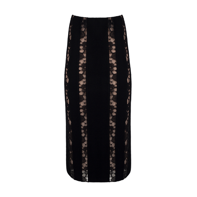 Paneled Lace Midi Skirt | Front view of Paneled Lace Midi Skirt ROCHAS