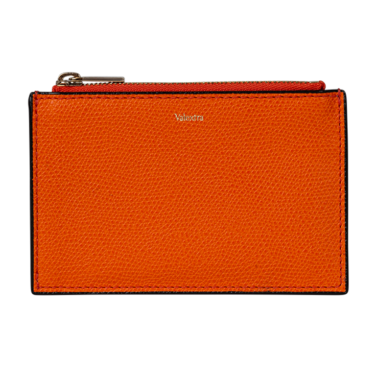 Orange Card Case Holder | Front view of Orange Card Case Holder VALEXTRA