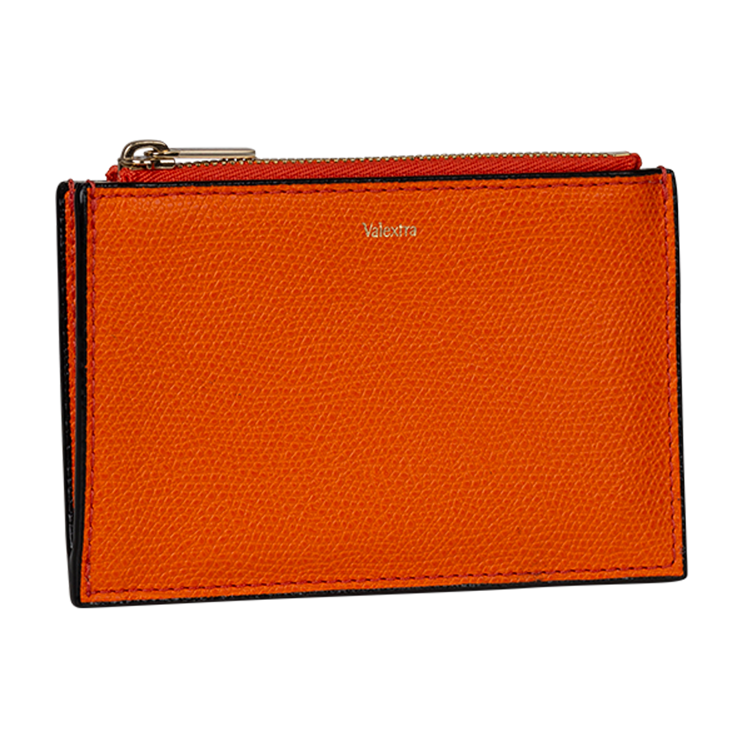 Orange Card Case Holder | Side view of Orange Card Case Holder VALEXTRA