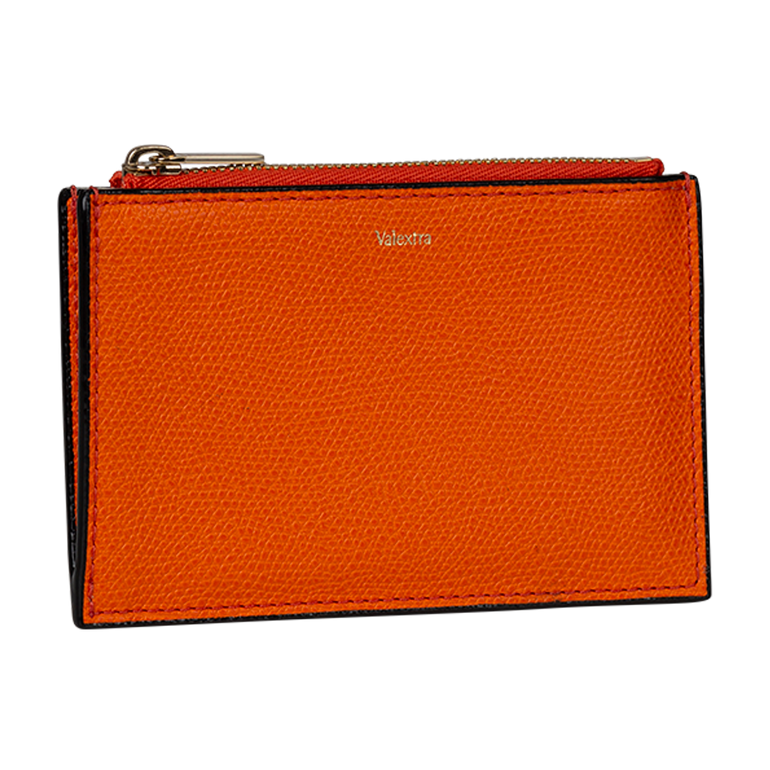 Orange Card Case Holder | Side view of Orange Card Case Holder VALEXTRA