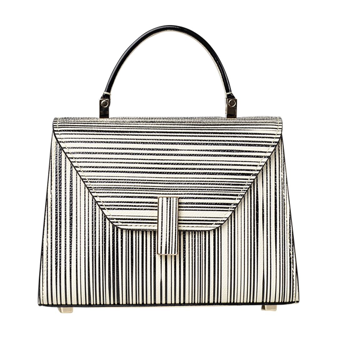 Iside Micro Striped Leather Top-Handle Bag | Front view of Iside Micro Striped Leather Top-Handle Bag VALEXTRA