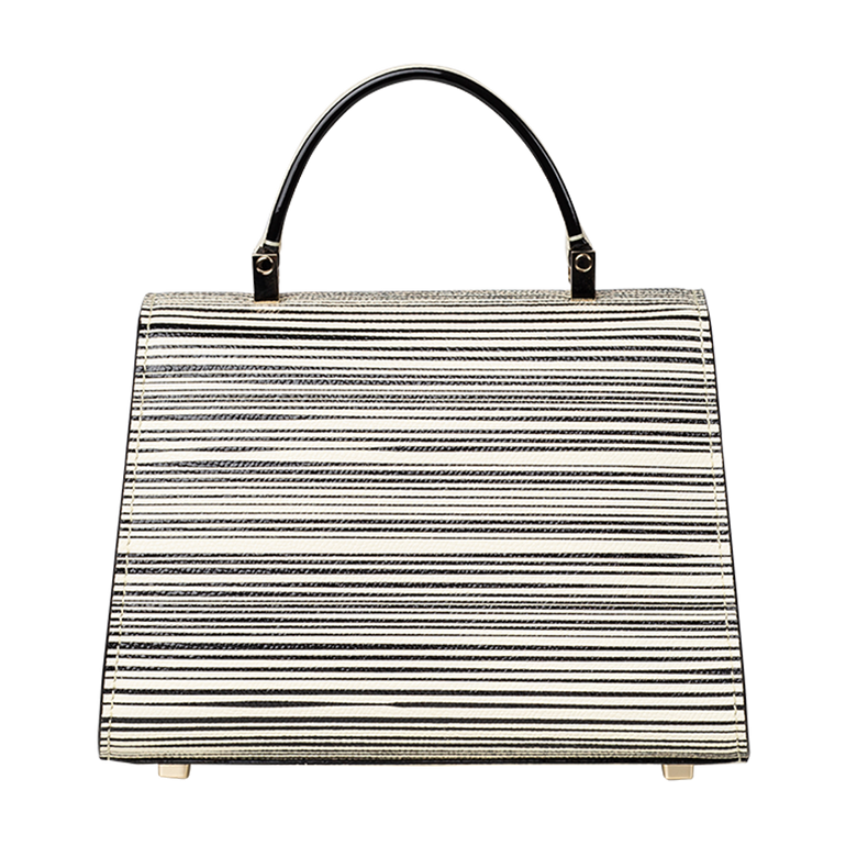 Iside Micro Striped Leather Top-Handle Bag | Back view of Iside Micro Striped Leather Top-Handle Bag VALEXTRA