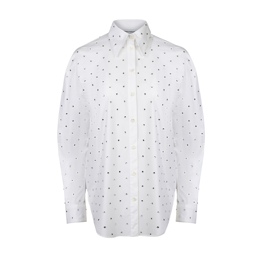 Rhinestone-Embellished Button-Down Shirt | Front view of Rhinestone-Embellished Button-Down Shirt RABANNE