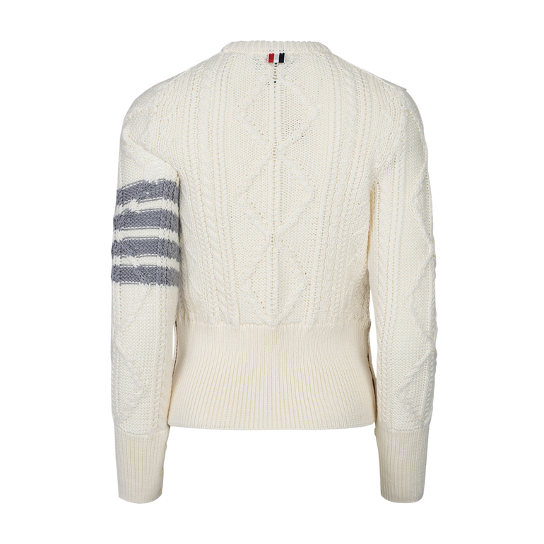 Donegal Cable Pullover | Back view of Donegal Cable Pullover THOM BROWNE